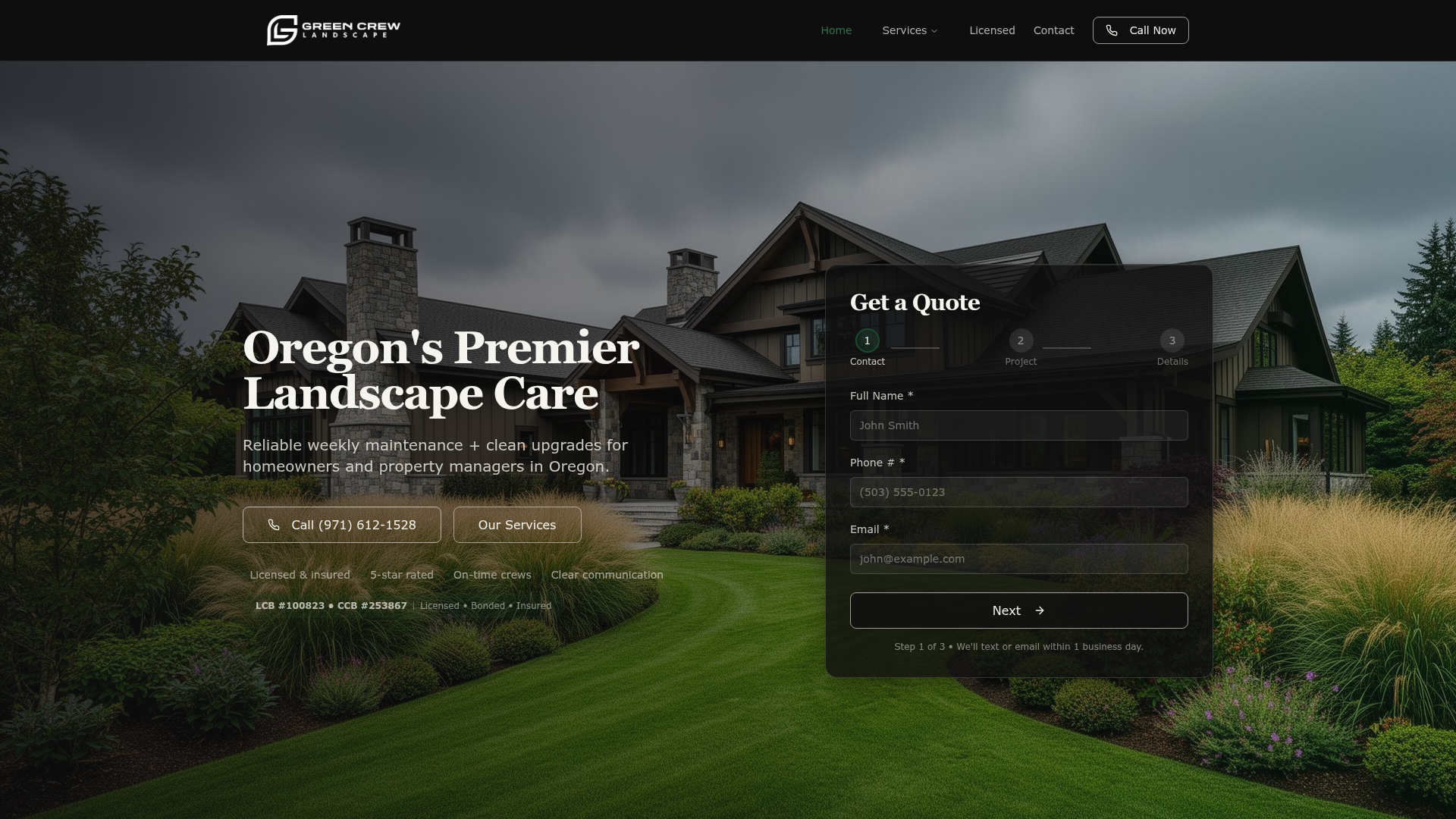 Green Crew Landscape website preview